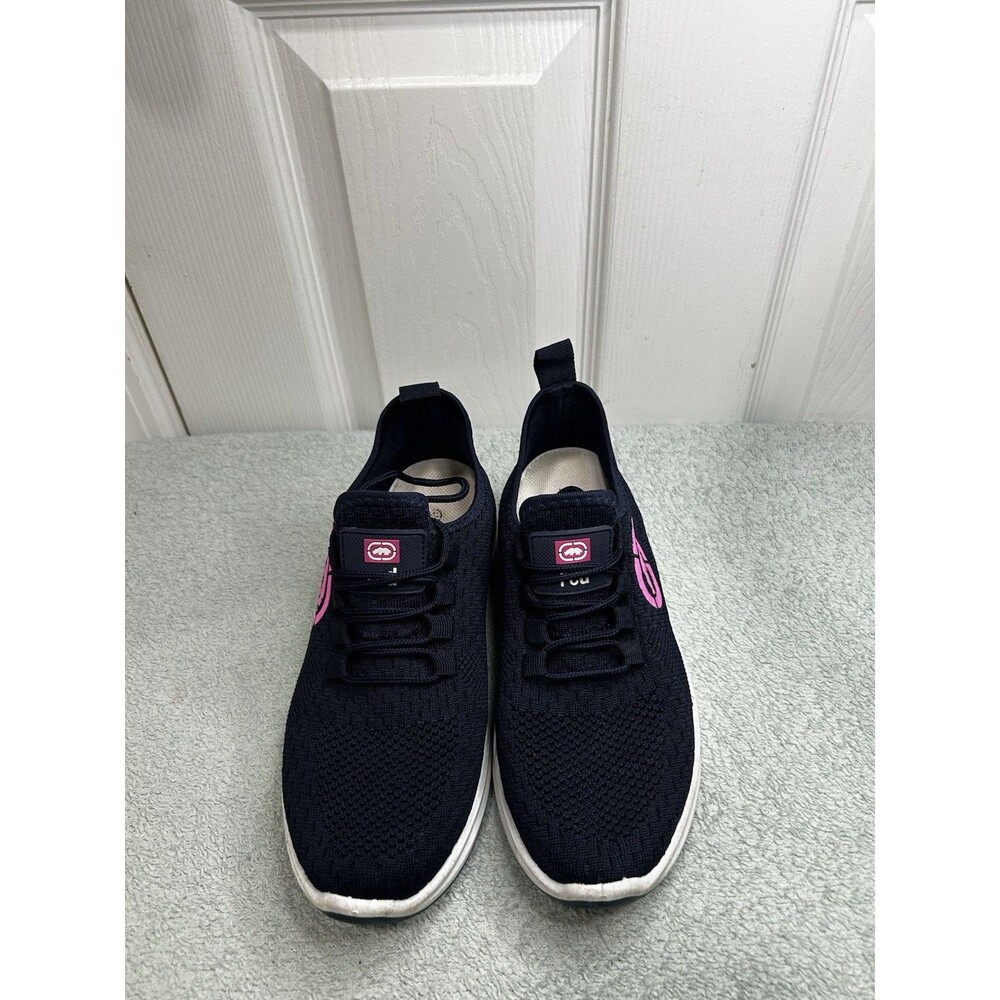 Ecko Red Women’s Size 8.5 Navy Blue Pink Knit Athletic Sneakers